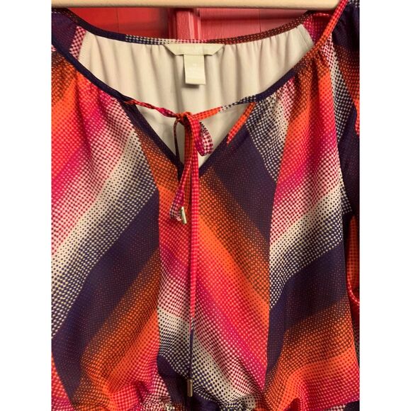 Banana Republic Size 12 Dress Geometric Shift Red Orange Navy Fully Lined EUC - Picture 3 of 3